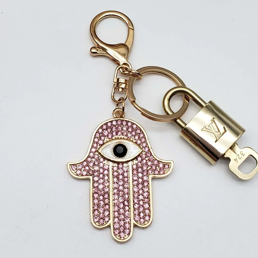LV Gold Padlock & Key 🔒 Authentic Louis Vuitton Bag Unbranded Evil Eye Charm